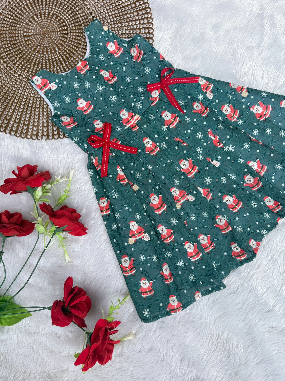 MERRY MINIMUSS- CP045-BLUE SANTA BOW FROCK