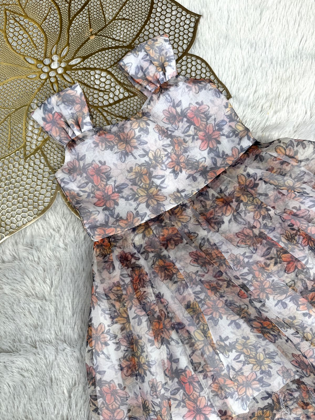 BUBBLY BLOSSOM- CP049-WHITE ORGANZA FROCK