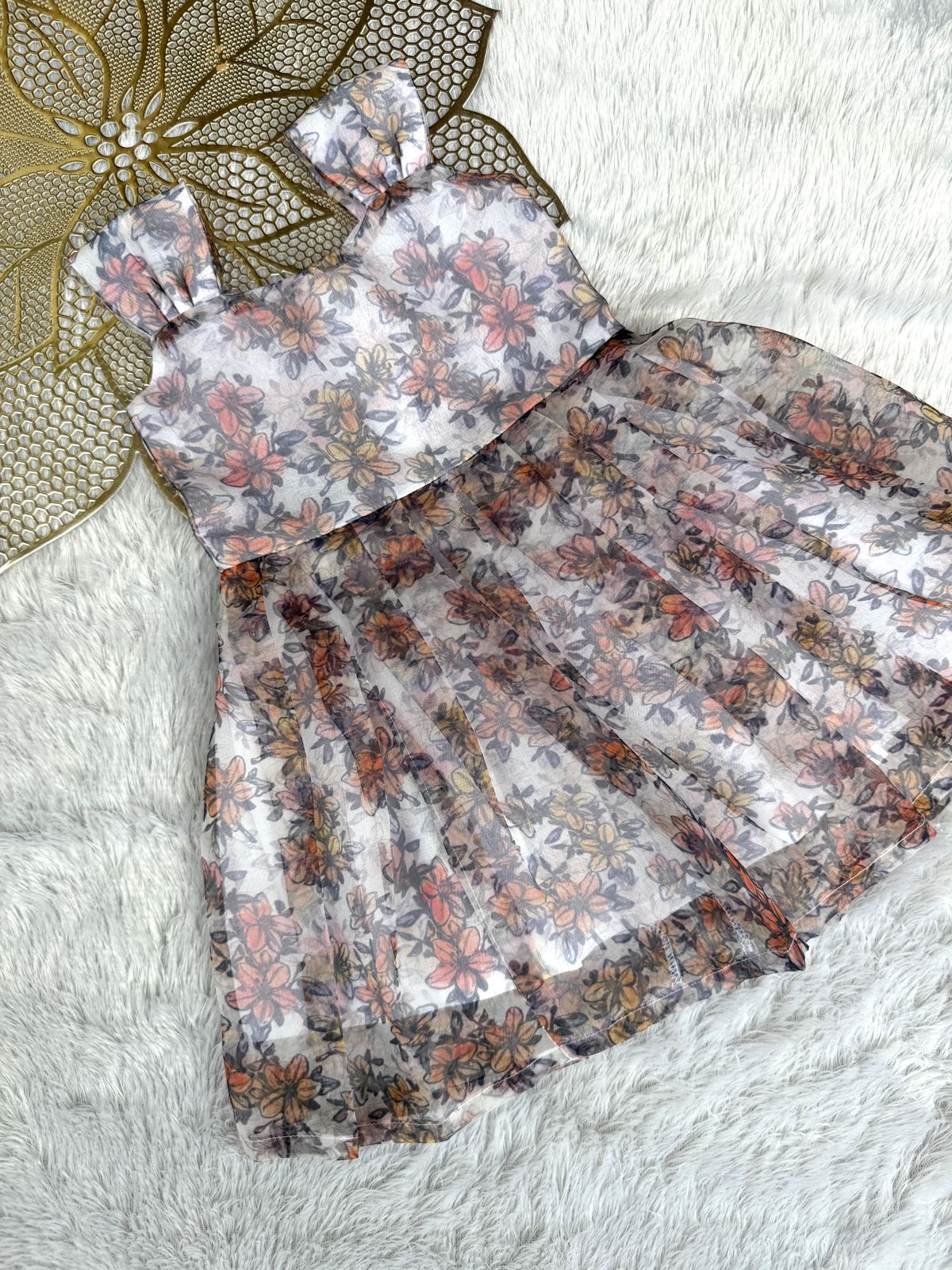 BUBBLY BLOSSOM- CP049-WHITE ORGANZA FROCK