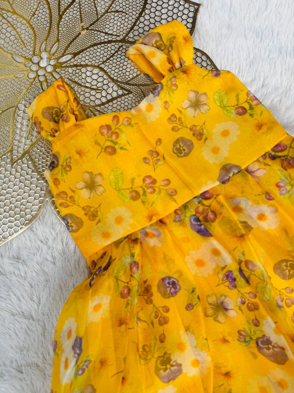 BUBBLY BLOSSOM- CP051-YELLOW ORGANZA FROCK