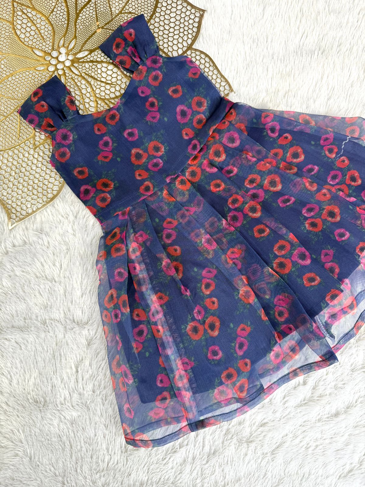 BUBBLY BLOSSOM- CP052-BLUE ORGANZA FROCK