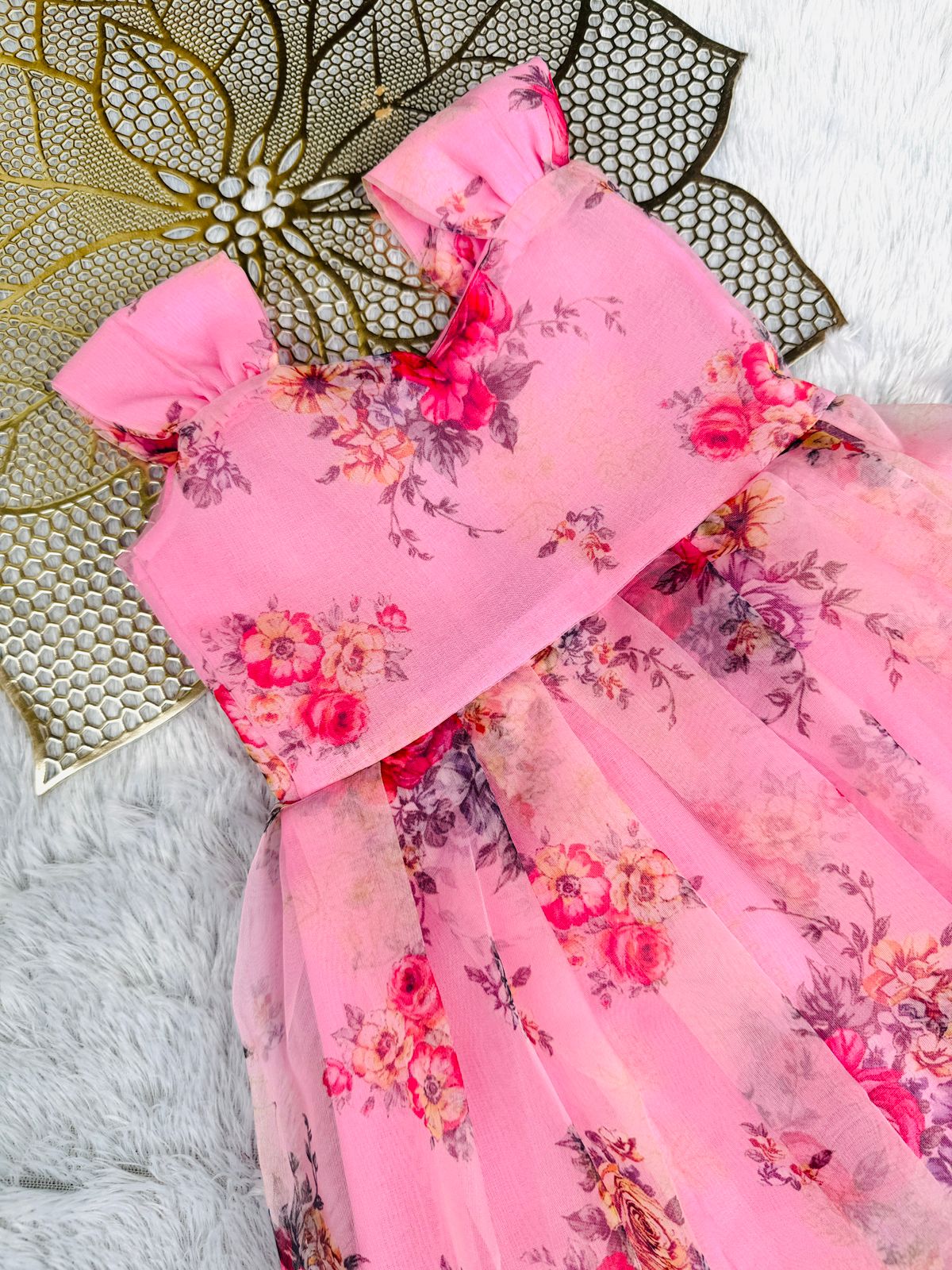 BUBBLY BLOSSOM- CP053-BABYPINK ORGANZA FROCK