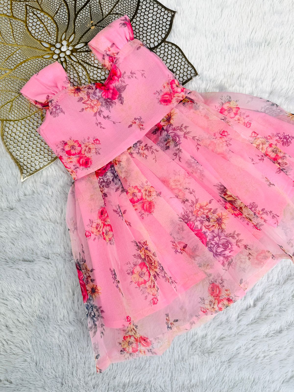 BUBBLY BLOSSOM- CP053-BABYPINK ORGANZA FROCK