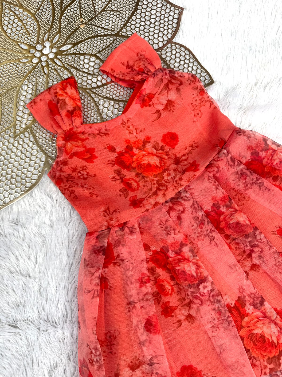 BUBBLY BLOSSOM- CP055-ORANGE ORGANZA FROCK