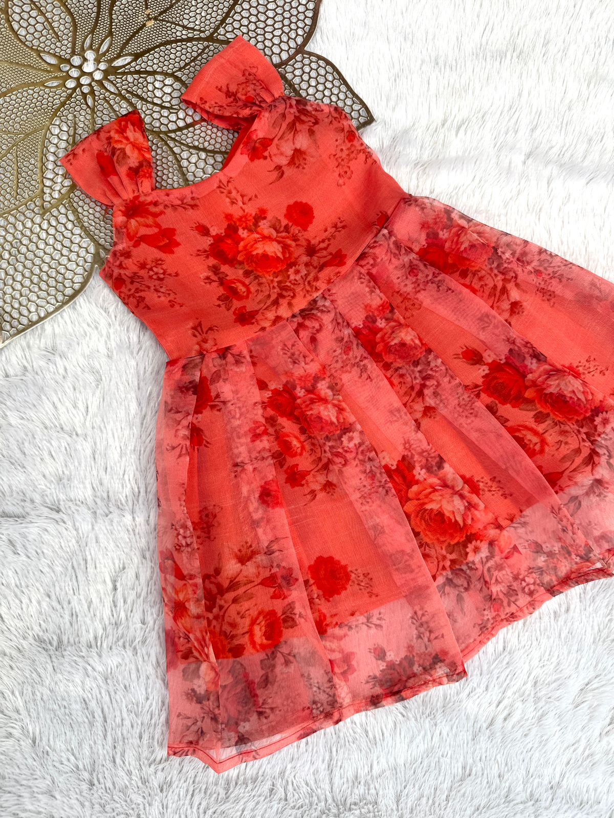 BUBBLY BLOSSOM- CP055-ORANGE ORGANZA FROCK