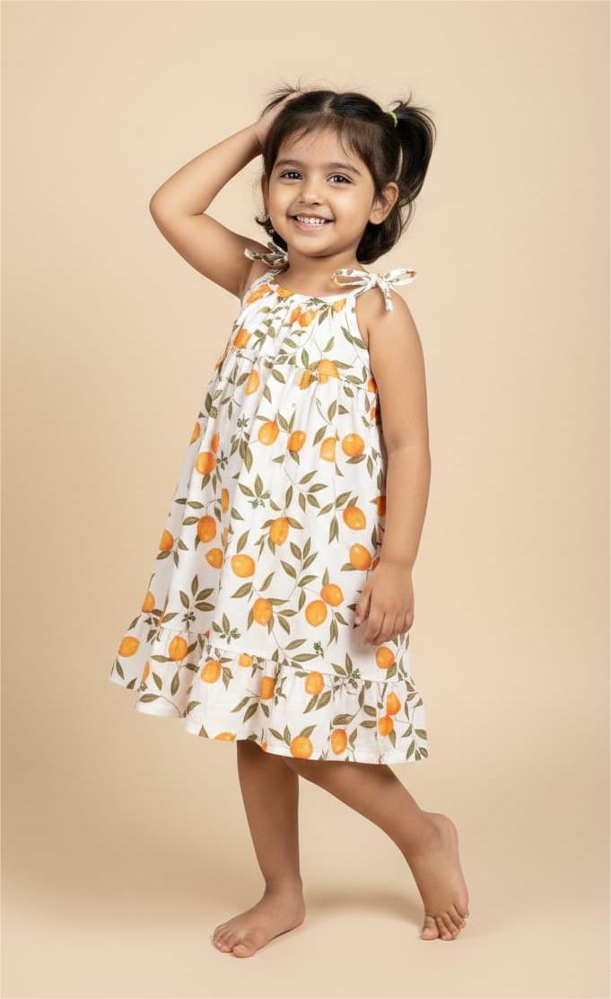 MINI GLOW- CP021 ORANGE KNOTTED FROCK