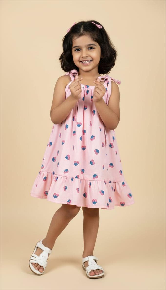 MINI GLOW- CP024 PINK HEART KNOTTED FROCK