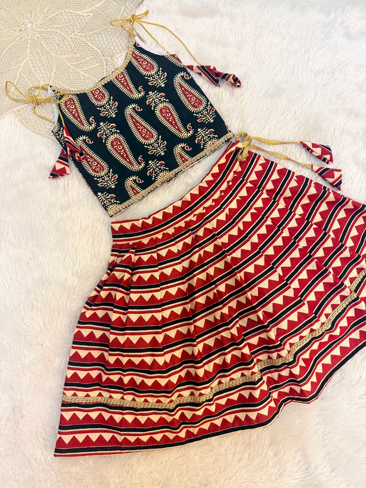 TINY DESI -CP061 PONGAL & MAKAR SANKRANTI BLACK RED SKIRT SET