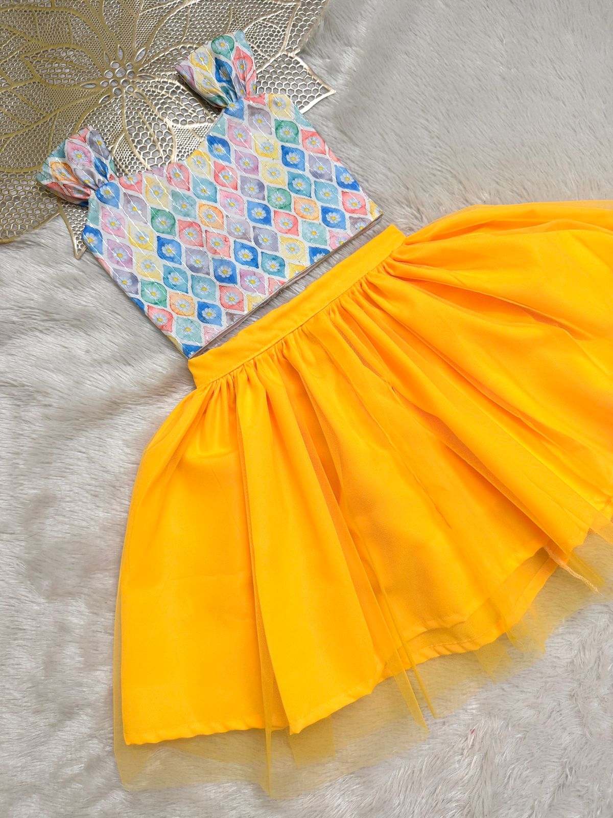 SUMMER CIRCUS-CP067 PONGAL YELLOW SKIRT & TOP SET