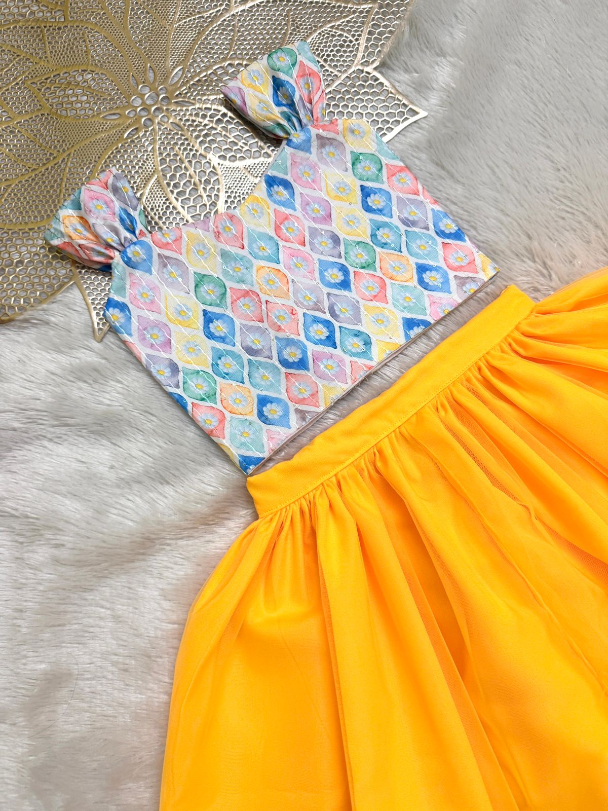 SUMMER CIRCUS-CP067 PONGAL YELLOW SKIRT & TOP SET