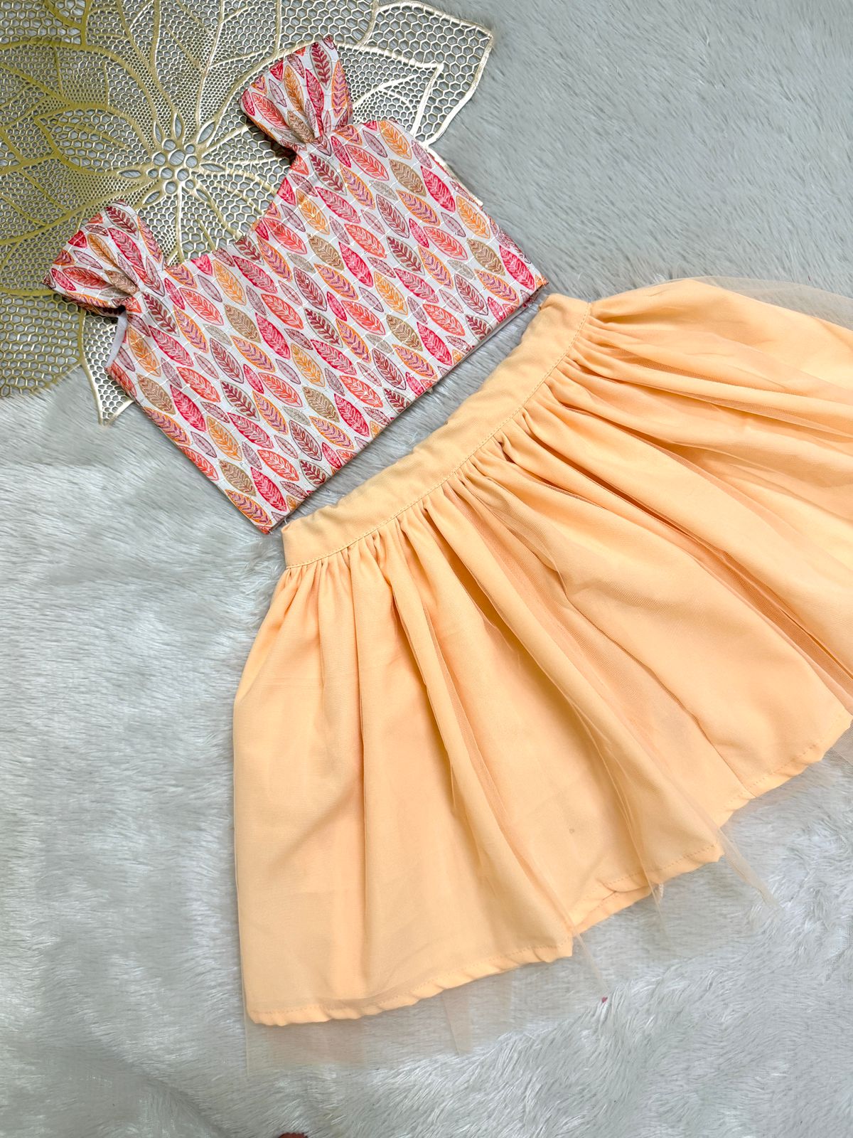 SUMMER CIRCUS-CP068 PONGAL WHITE TOP & SKIRT SET