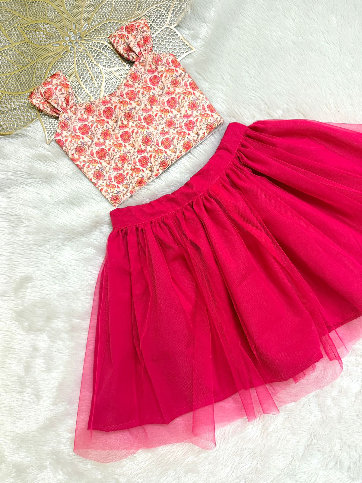 SUMMER CIRCUS-CP064 PONGAL PINK SKIRT & TOP SET