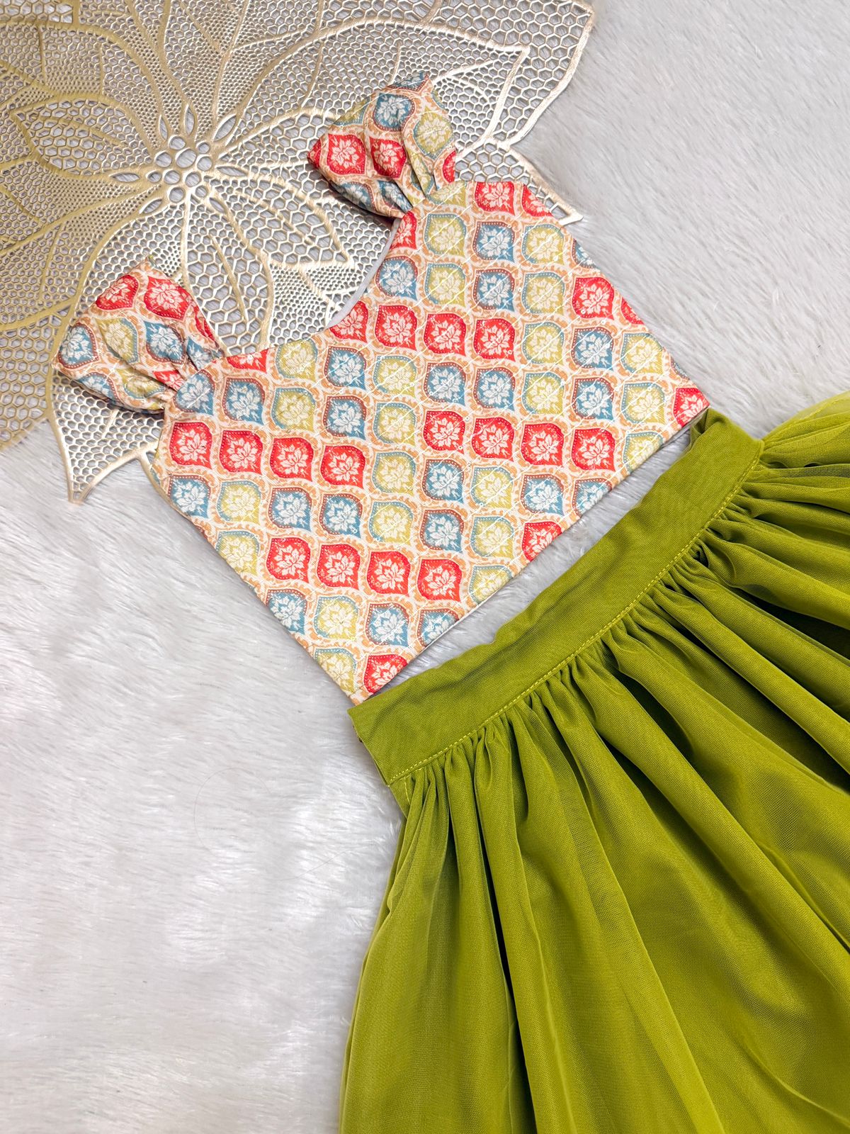 SUMMER CIRCUS-CP066 PONGAL GREEN SKIRT & TOP SET