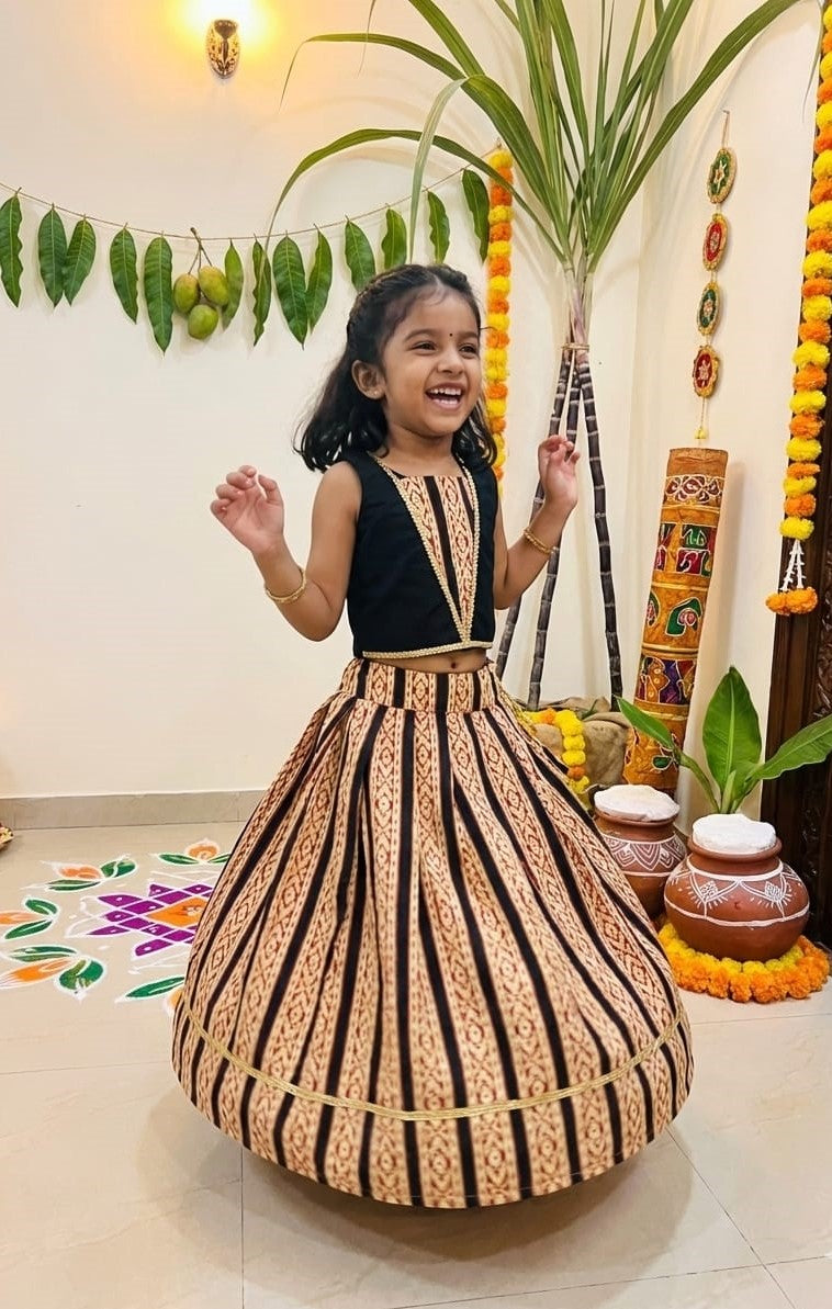 TINY DESI -CP062 PONGAL & MAKAR SANKRANTI BLACK SKIRT SET