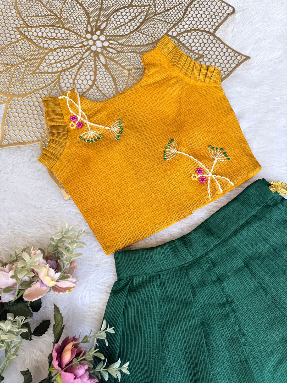 BABY BLOOM - CP073-YELLOW & GREEN DORIA SKIRT SET