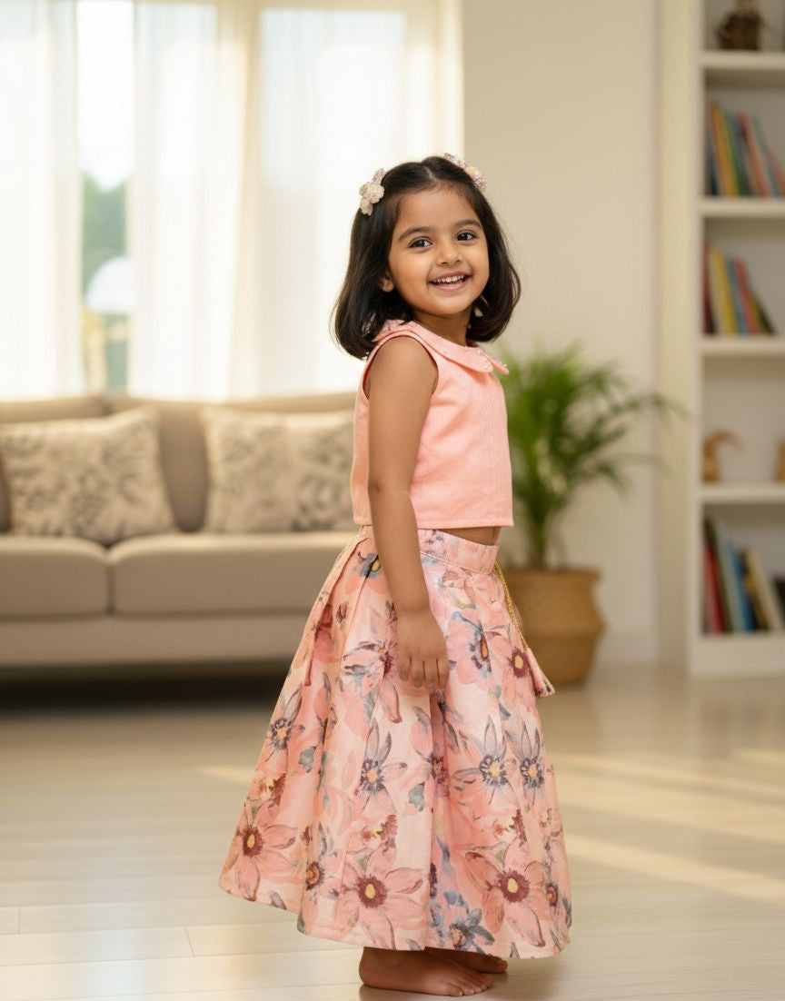 BABY BLOOM-CP090 PEACH CHINON SKIRT SET