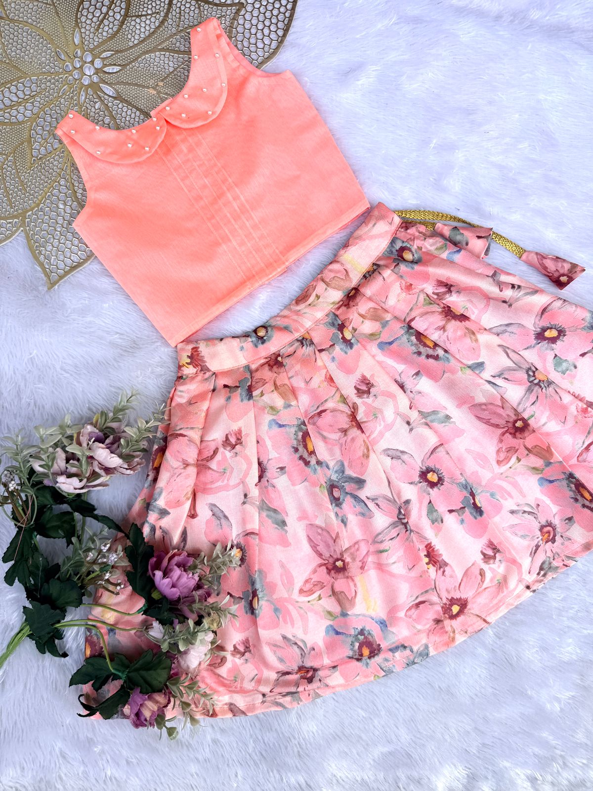 BABY BLOOM-CP090 PEACH CHINON SKIRT SET
