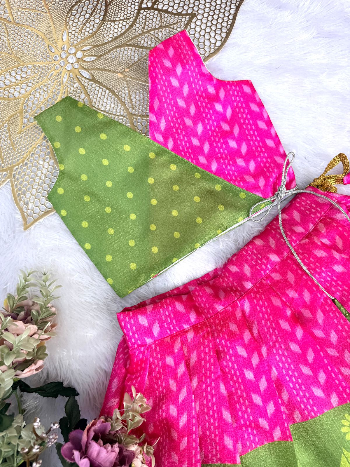 BABY BLOOM-CP093-PINK GREEN SKIRT SET