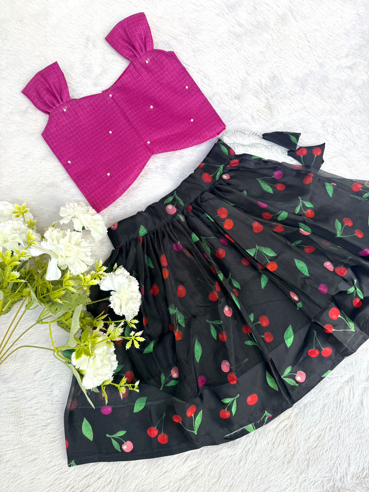 BABY BLOOM-CP096-CHERRY PRINTED SKIRT SET
