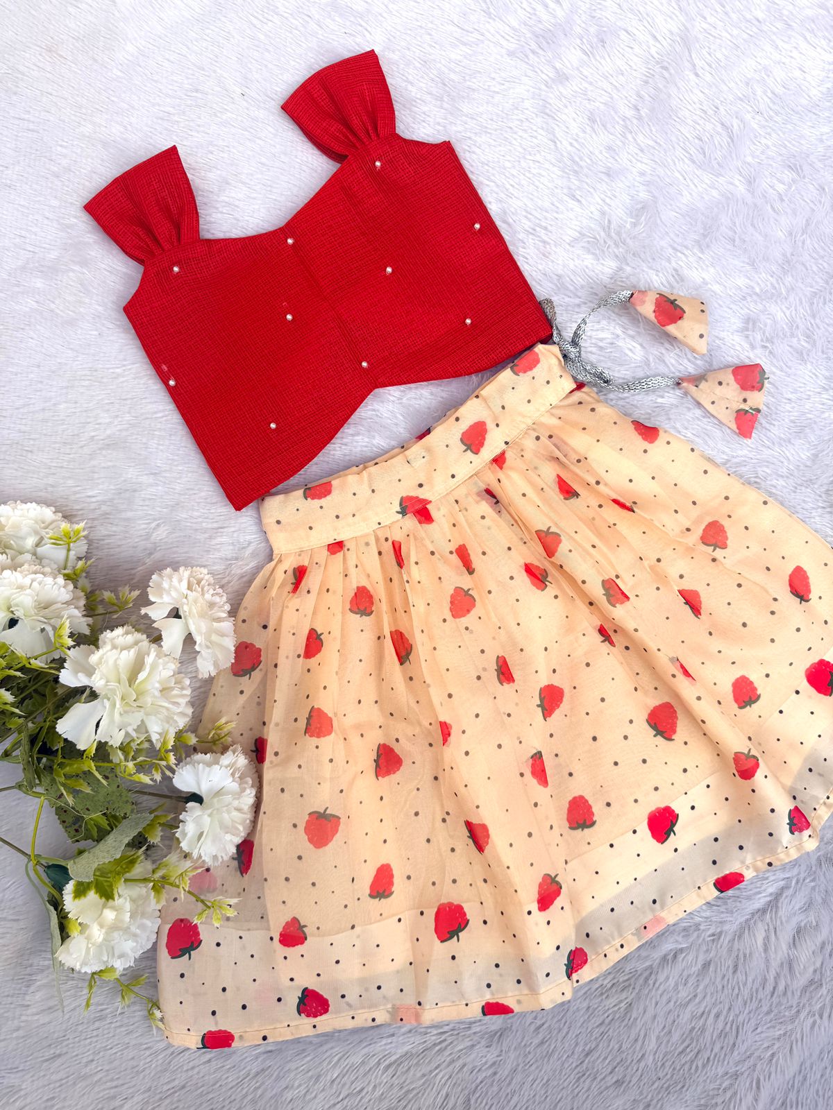 BABY BLOOM-CP095-STRAWBERRY PRINTED SKIRT SET