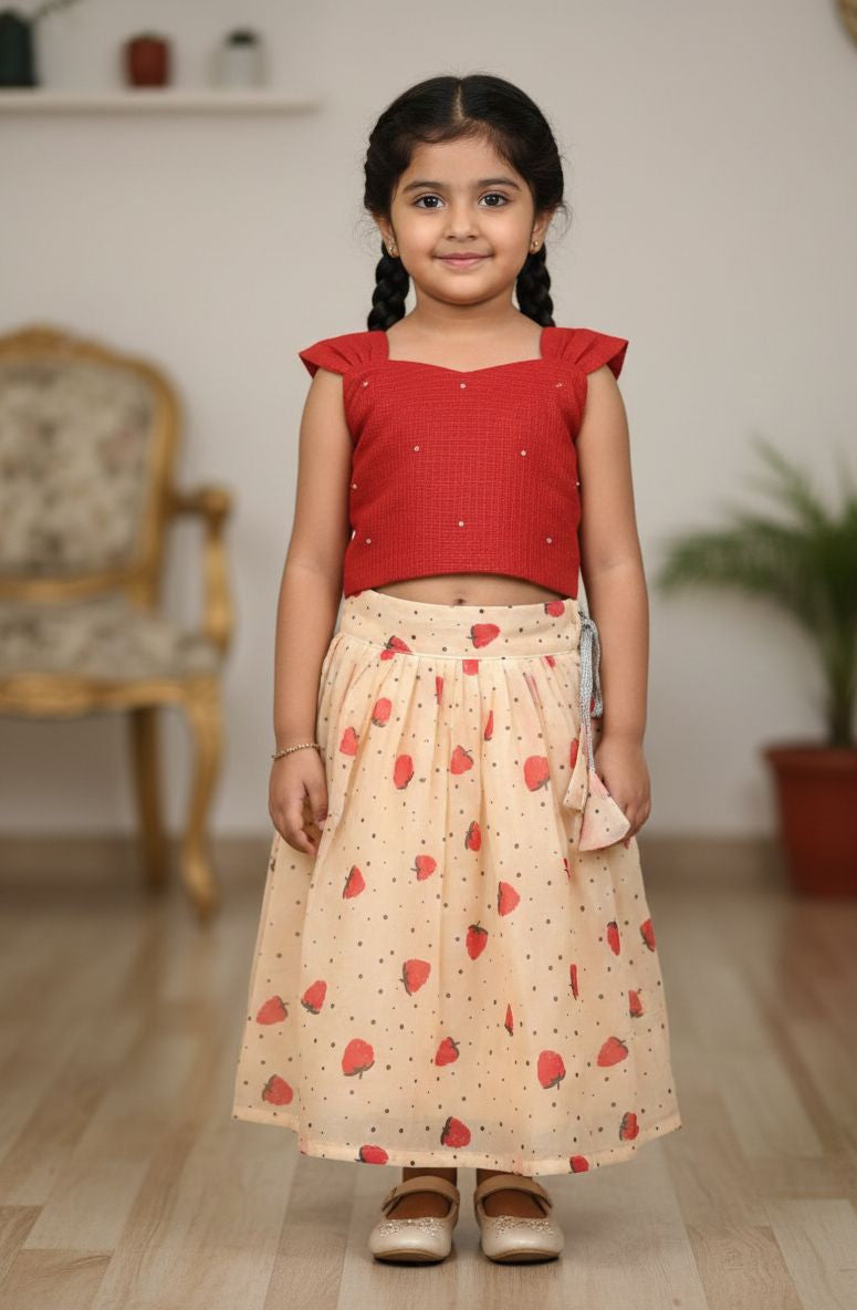 BABY BLOOM-CP095-STRAWBERRY PRINTED SKIRT SET