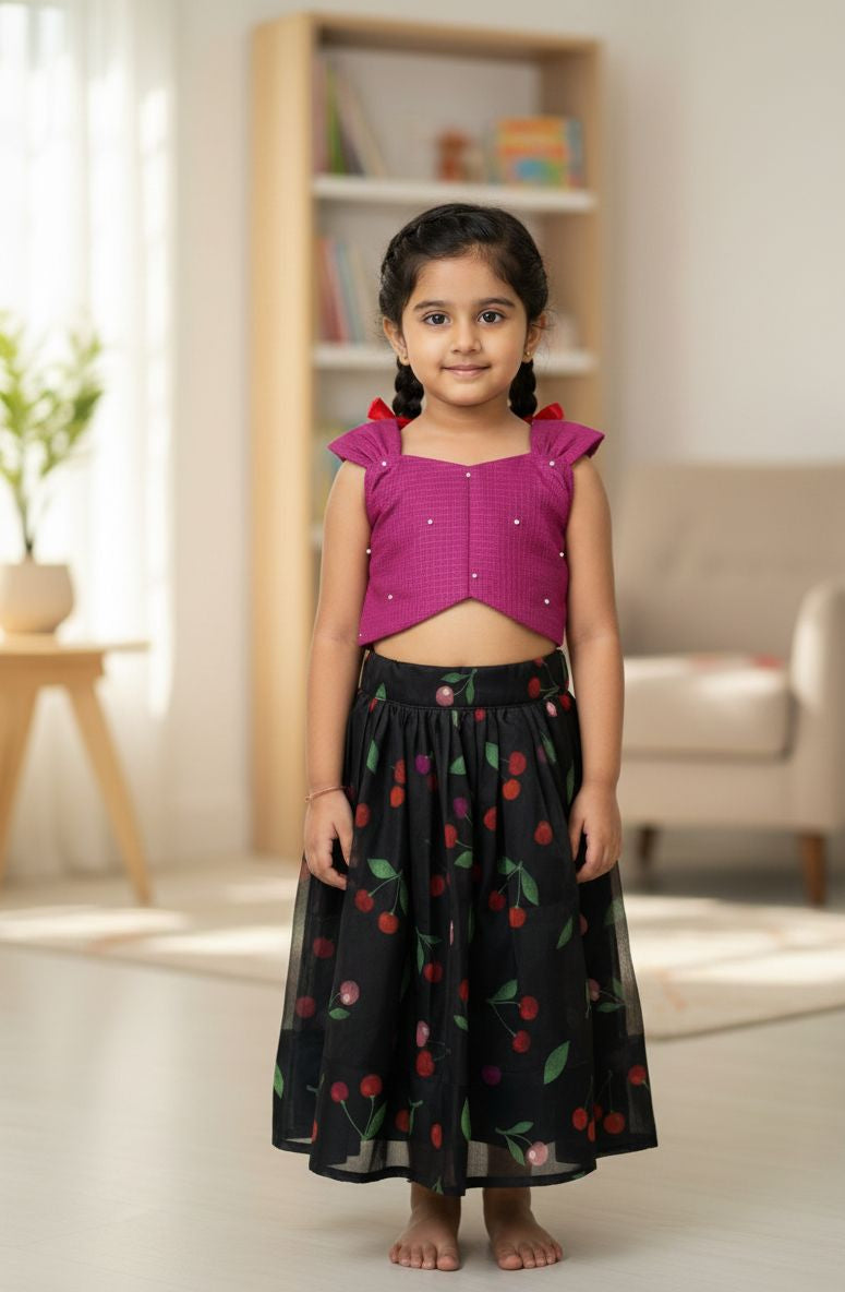 BABY BLOOM-CP096-CHERRY PRINTED SKIRT SET