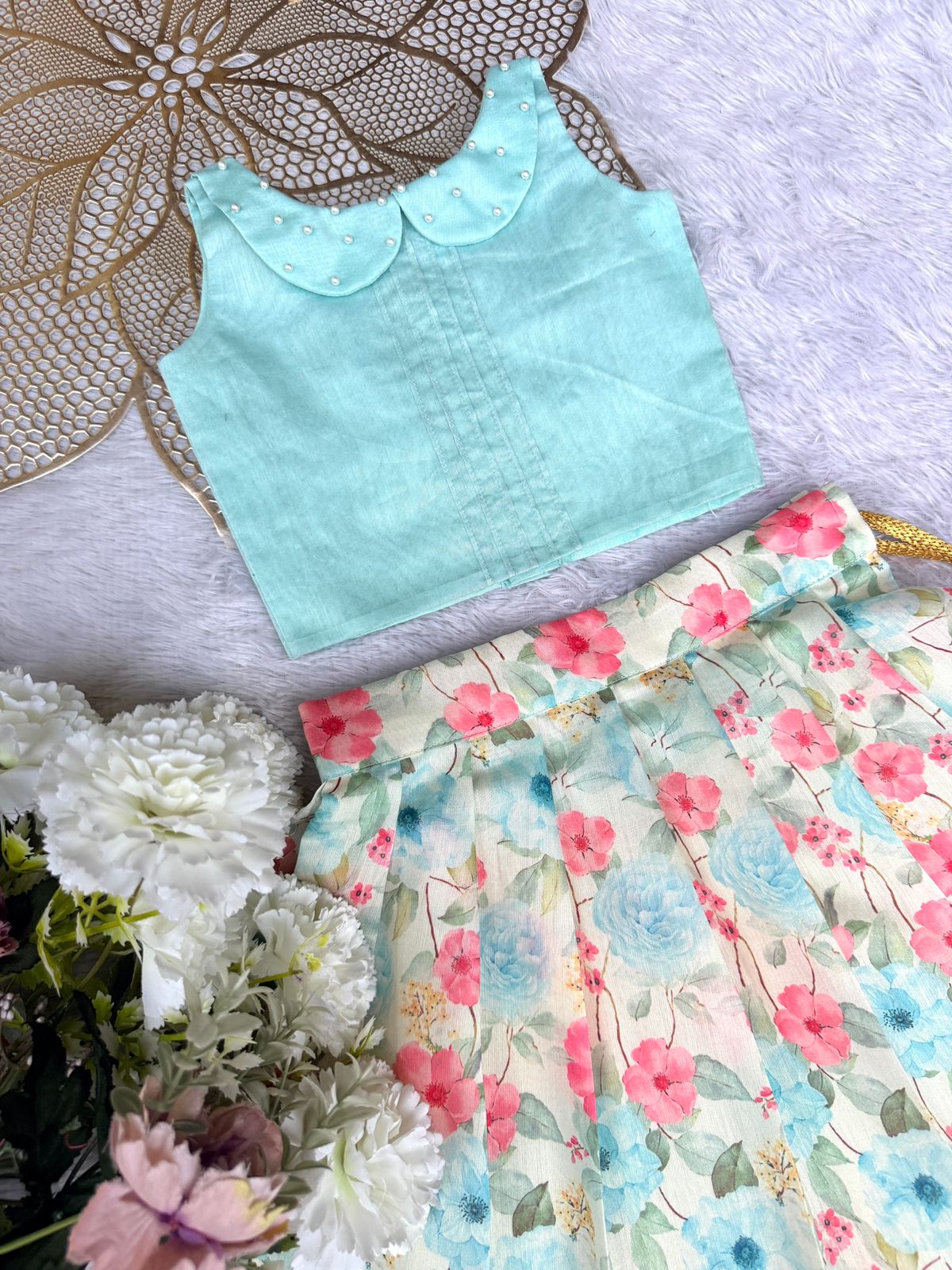 SUMMER CIRCUS-FS005 BLUE MULTICOLOR SKIRT SET