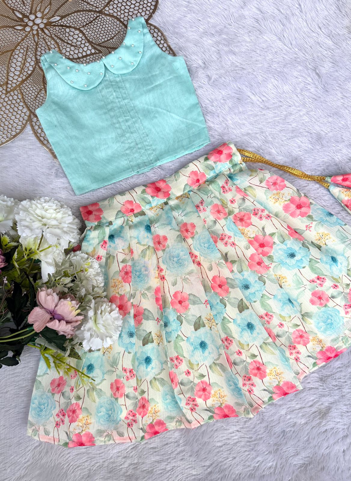 SUMMER CIRCUS-FS005 BLUE MULTICOLOR SKIRT SET