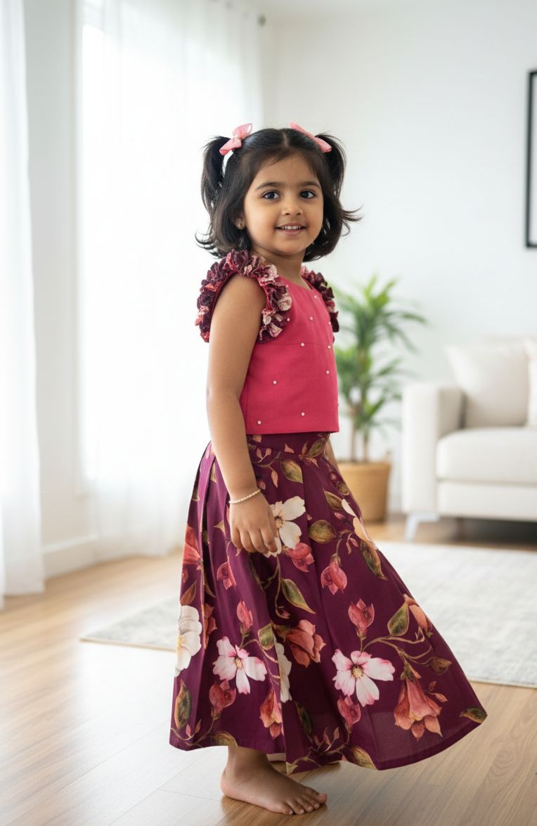 SUMMER CIRCUS-FS004 PINK PURPLE SKIRT SET