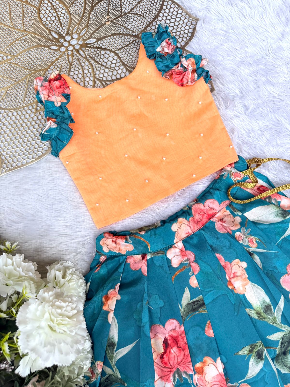 SUMMER CIRCUS-FS003 BLUE PEACH SKIRT SET