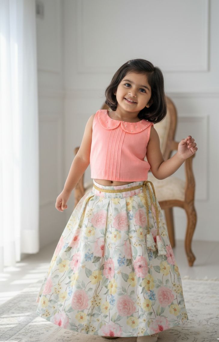 SUMMER CIRCUS-FS006 PEACH MULTICOLOR SKIRT SET