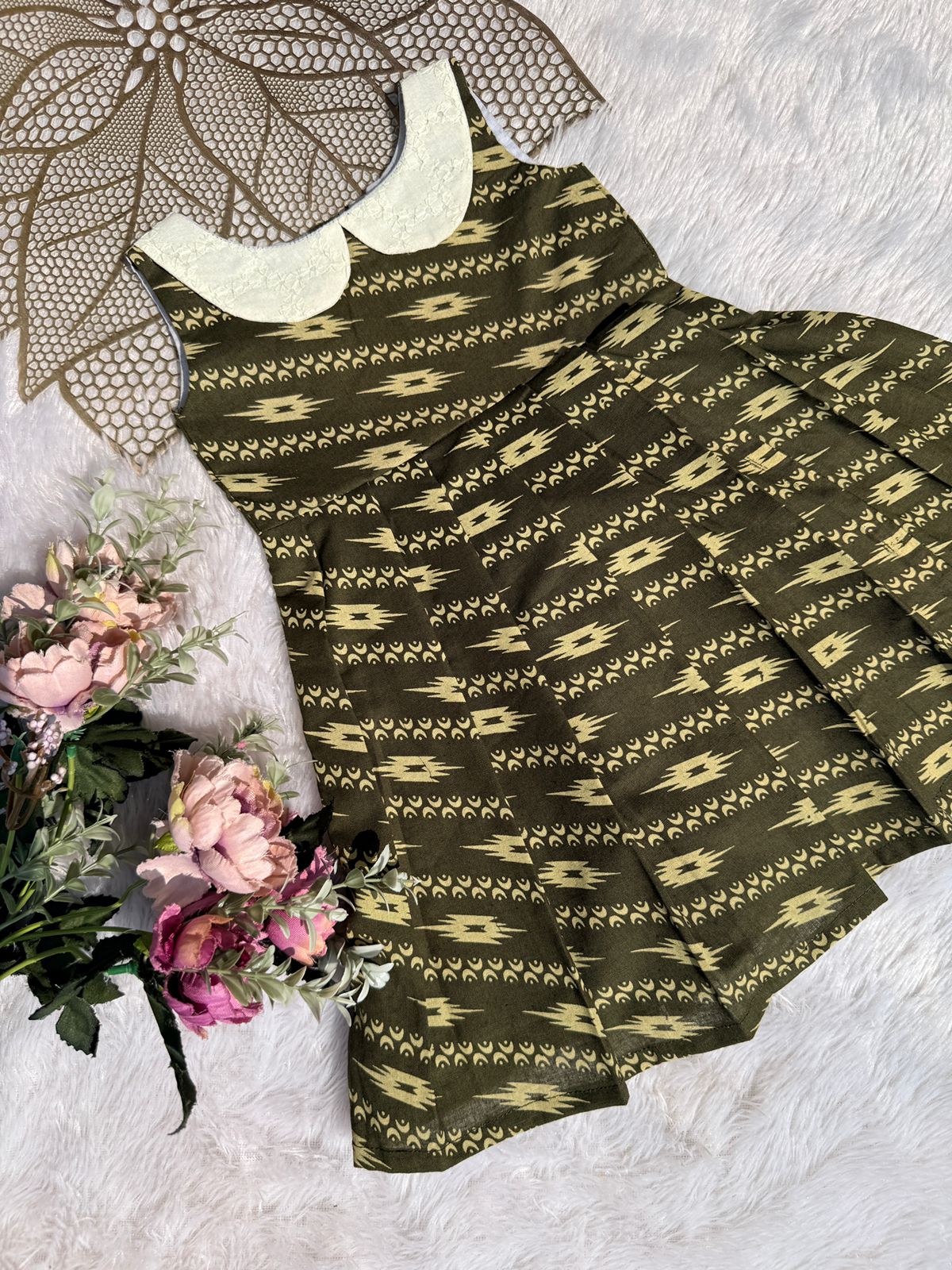 TINY DESI-FS014 GREEN IKKAT FROCK