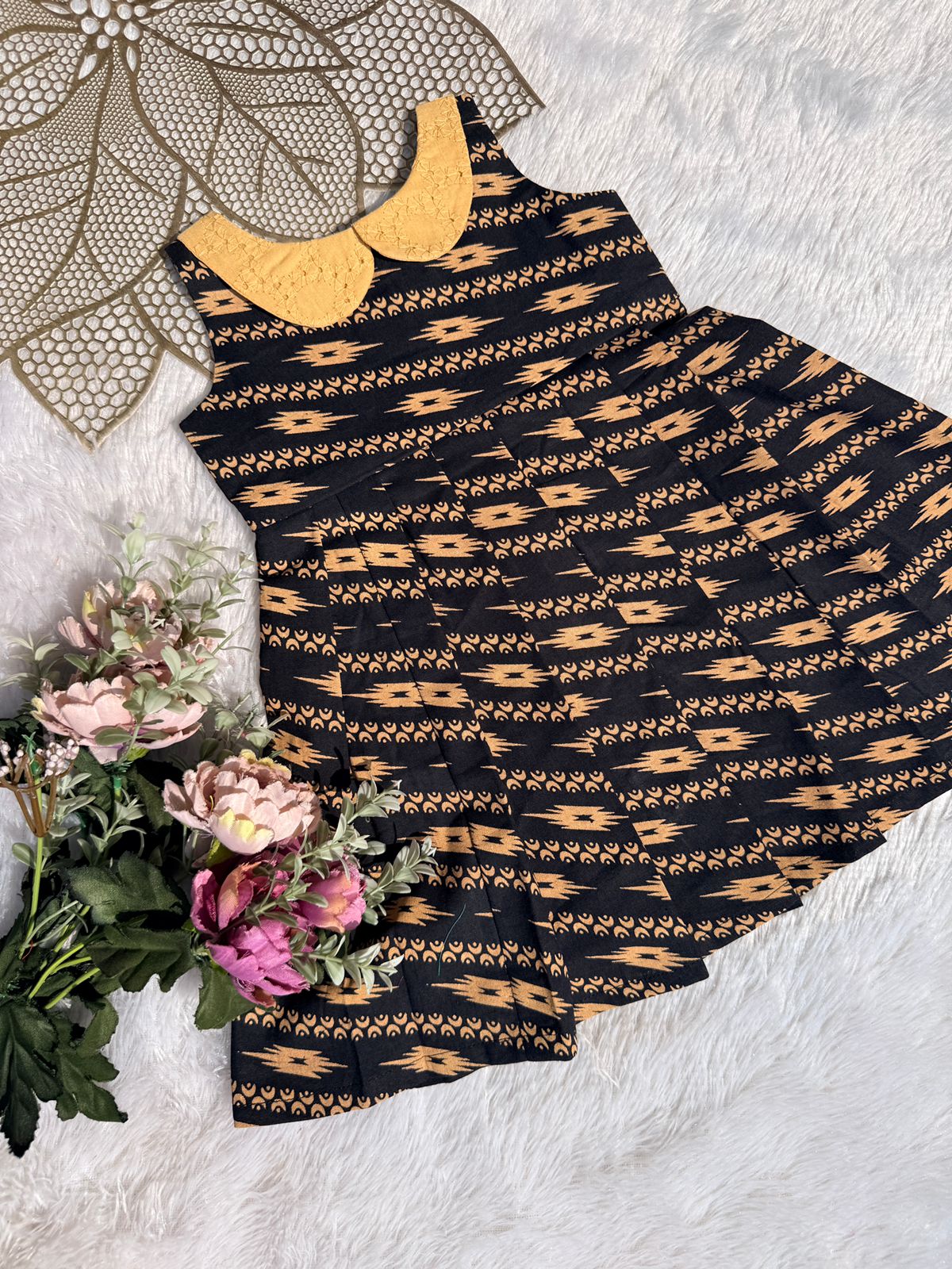 TINY DESI-FS013 BLACK IKKAT FROCK