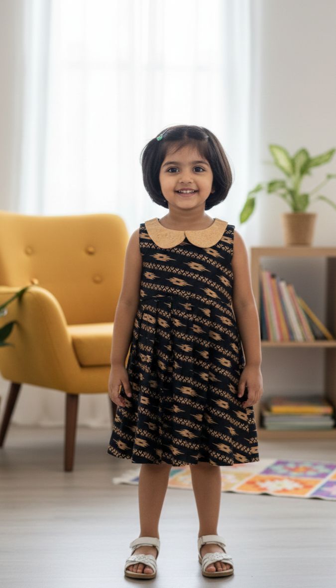 TINY DESI-FS013 BLACK IKKAT FROCK