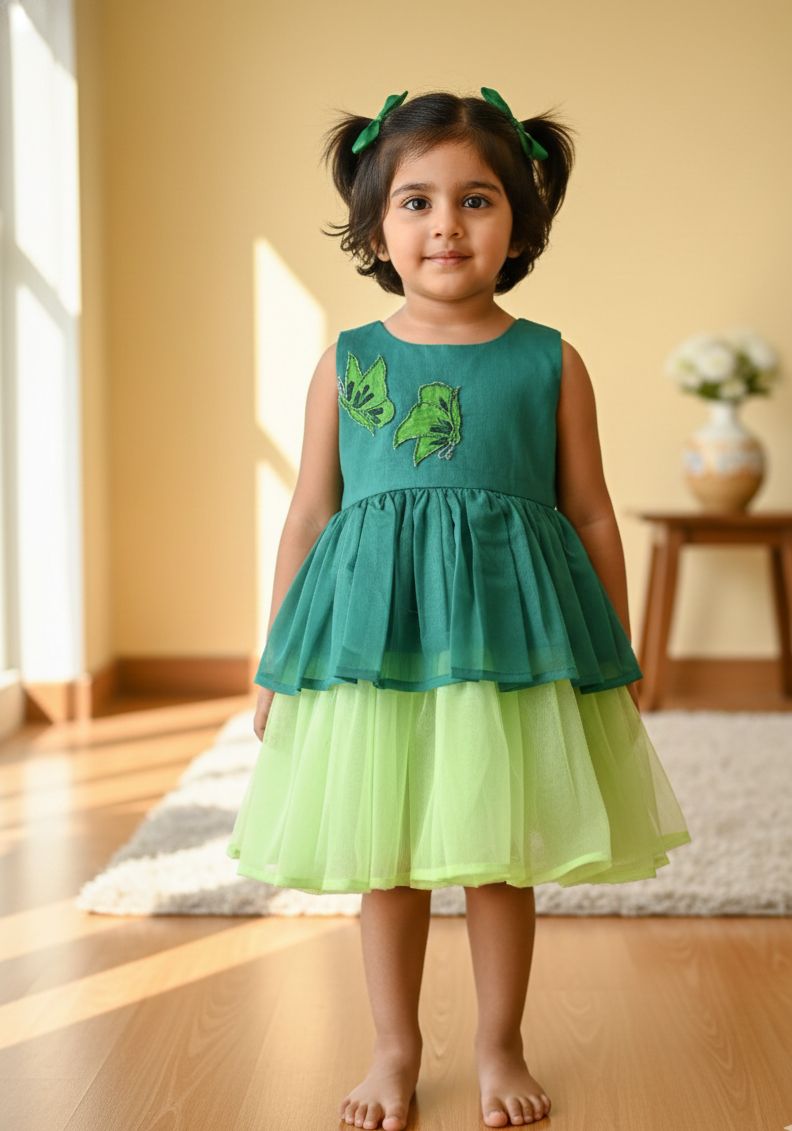 SMOCK DRESS-FS019 BLUE BUTTERFLY FROCK