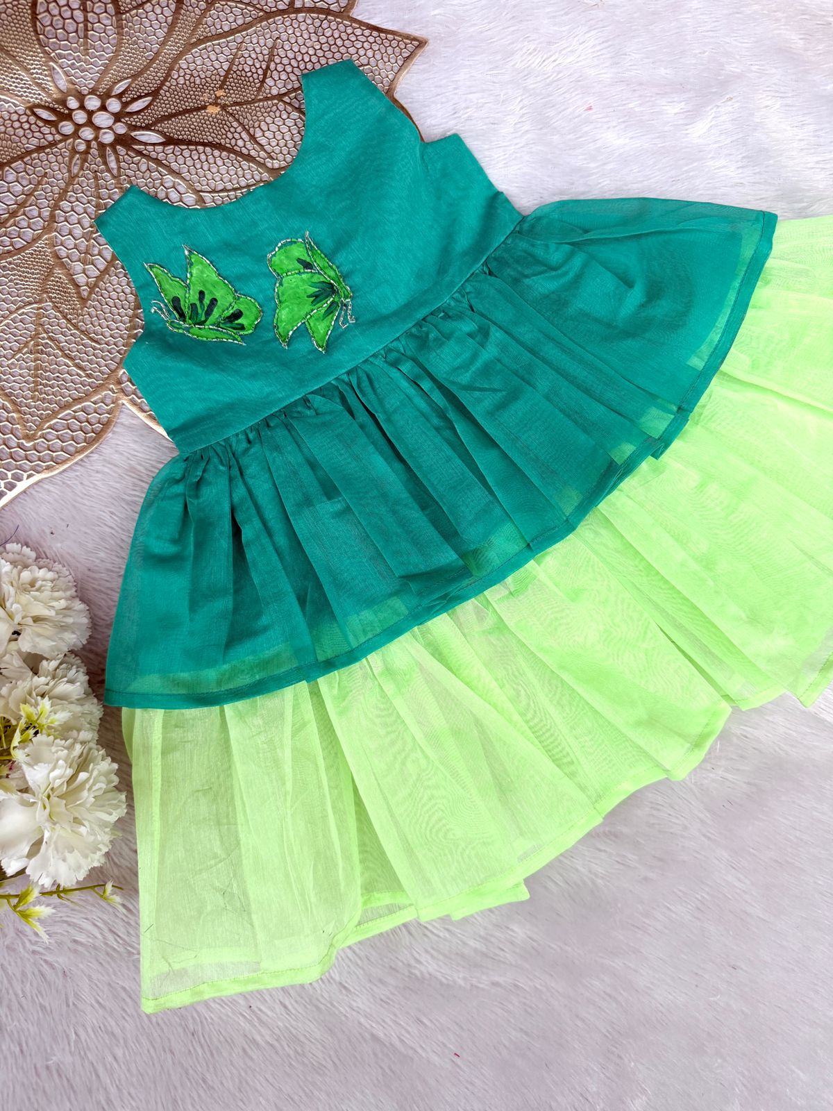 SMOCK DRESS-FS019 BLUE BUTTERFLY FROCK