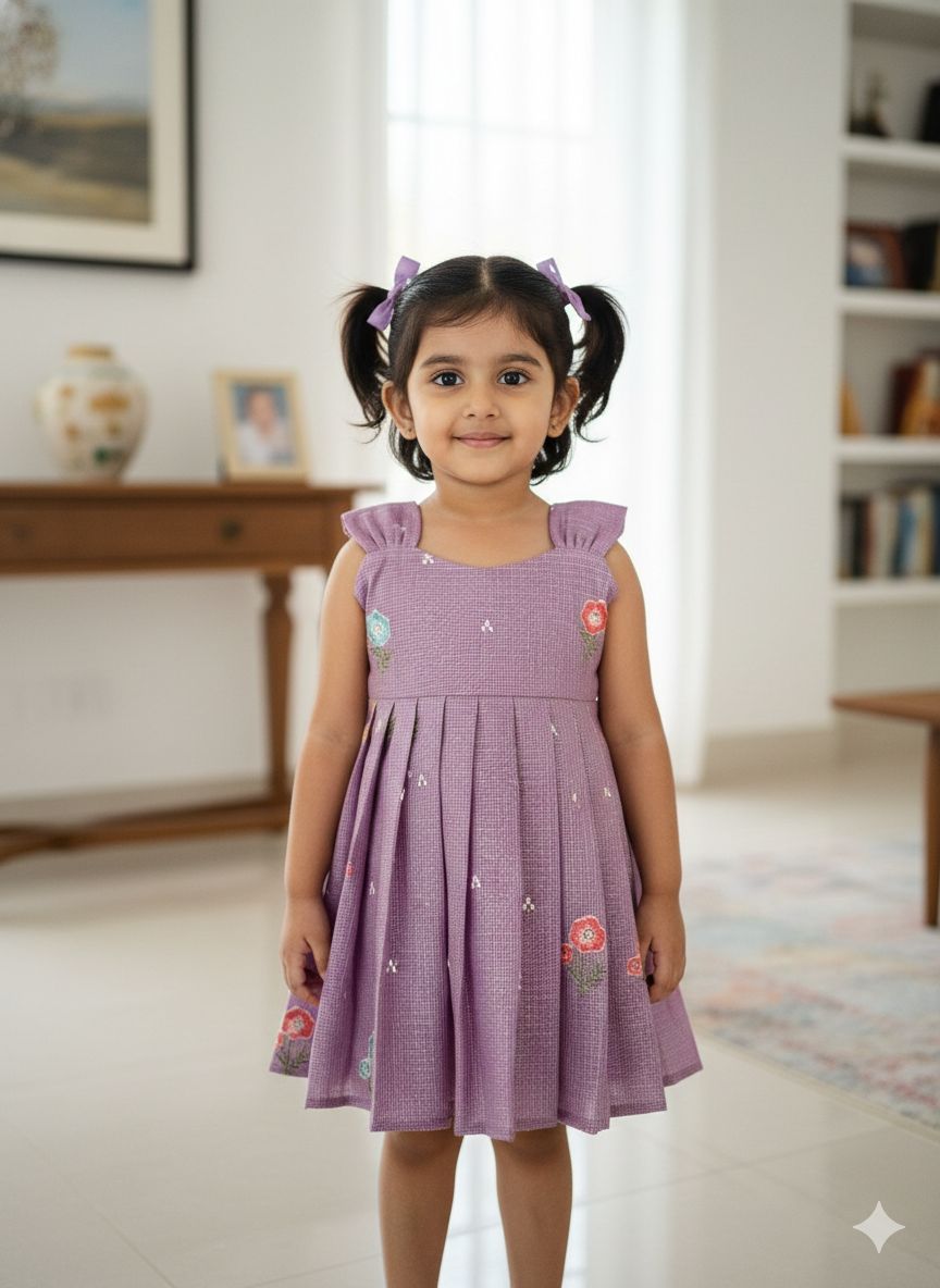 BUBBLY BLOSSOM -FS025- LAVENDER  FLORAL KOTA DORIA FROCK