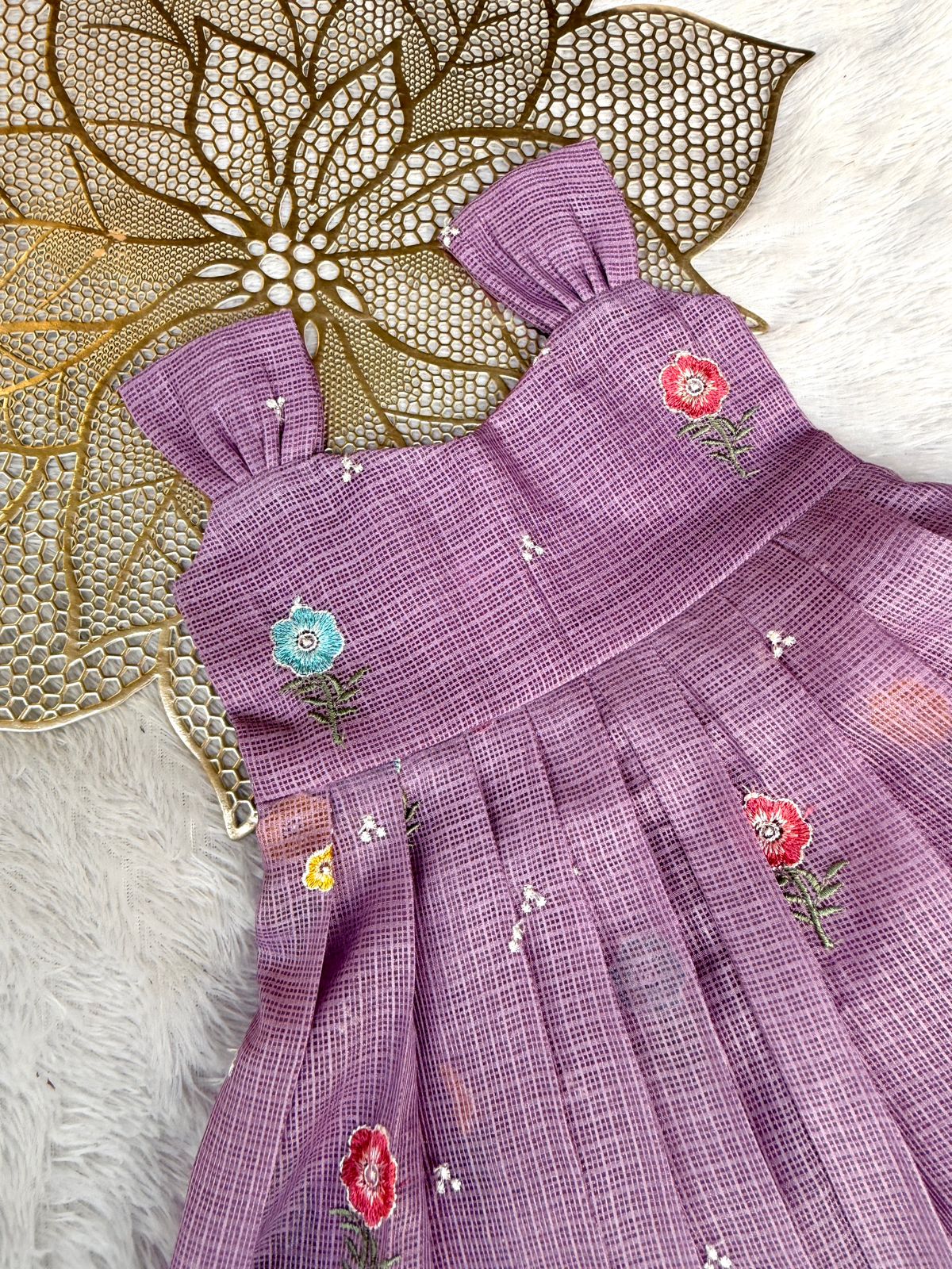 BUBBLY BLOSSOM -FS025- LAVENDER  FLORAL KOTA DORIA FROCK