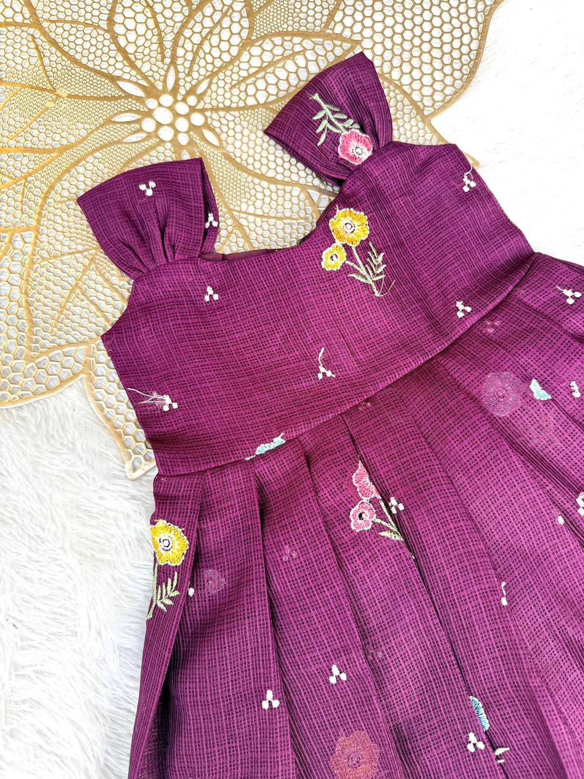 BUBBLY BLOSSOM -FS026- PURPLE  FLORAL KOTA DORIA FROCK