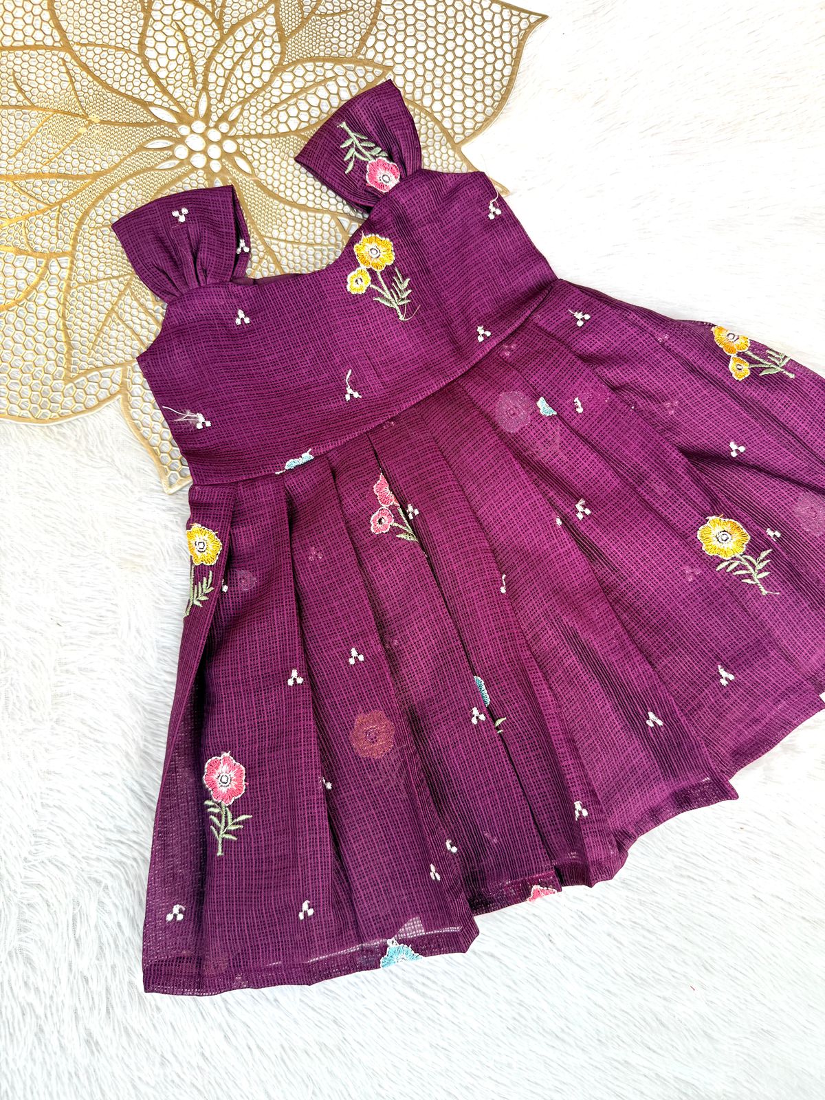 BUBBLY BLOSSOM -FS026- PURPLE  FLORAL KOTA DORIA FROCK