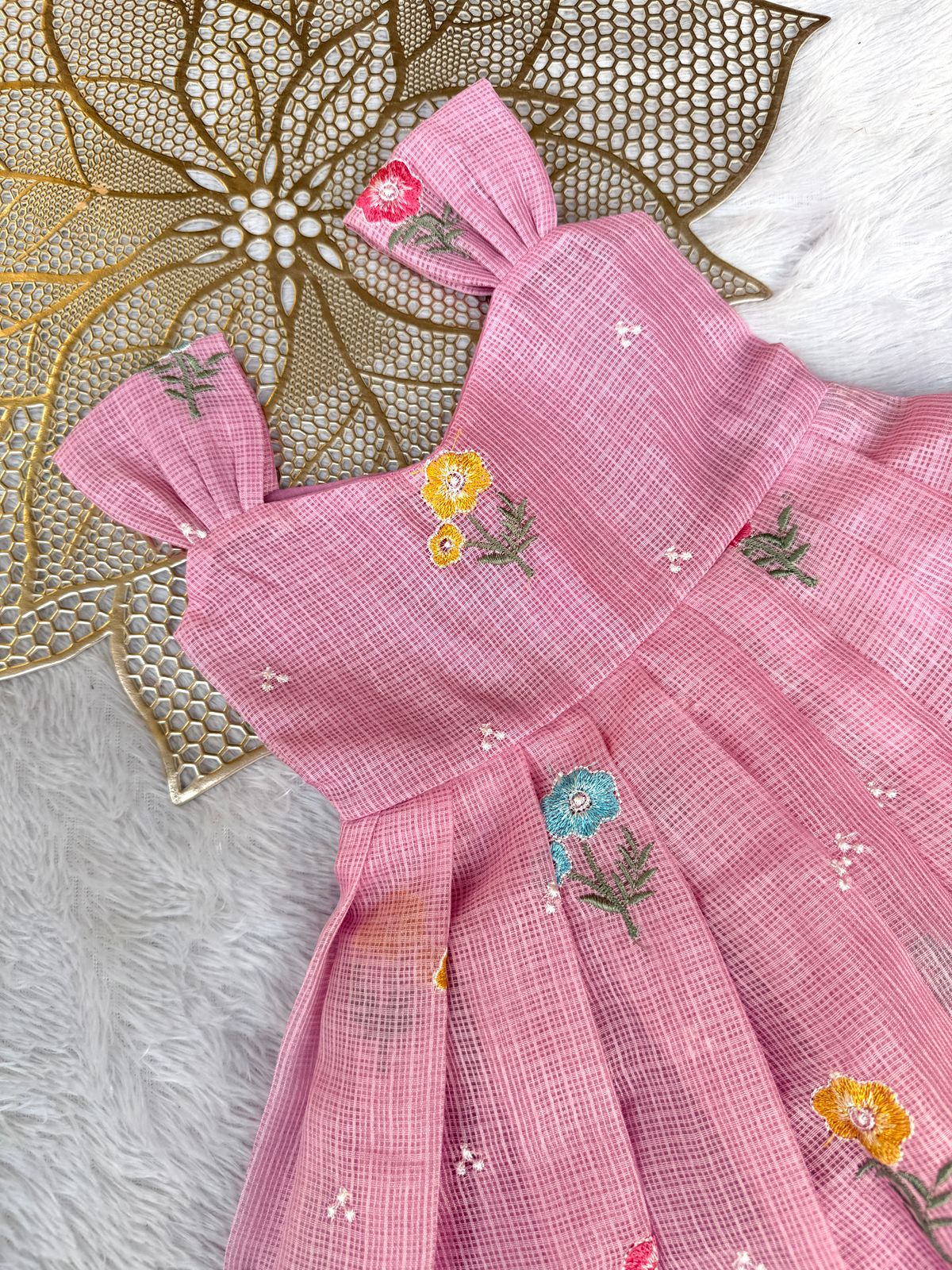BUBBLY BLOSSOM -FS020- BABY PINK KOTA DORIA FROCK