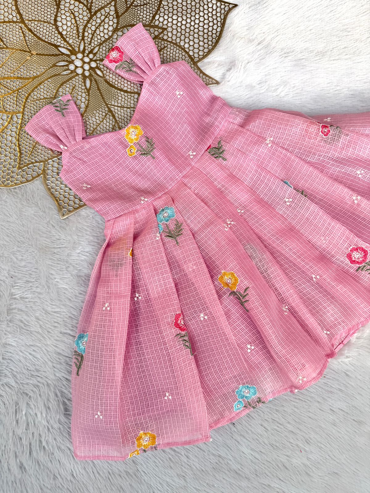 BUBBLY BLOSSOM -FS020- BABY PINK KOTA DORIA FROCK