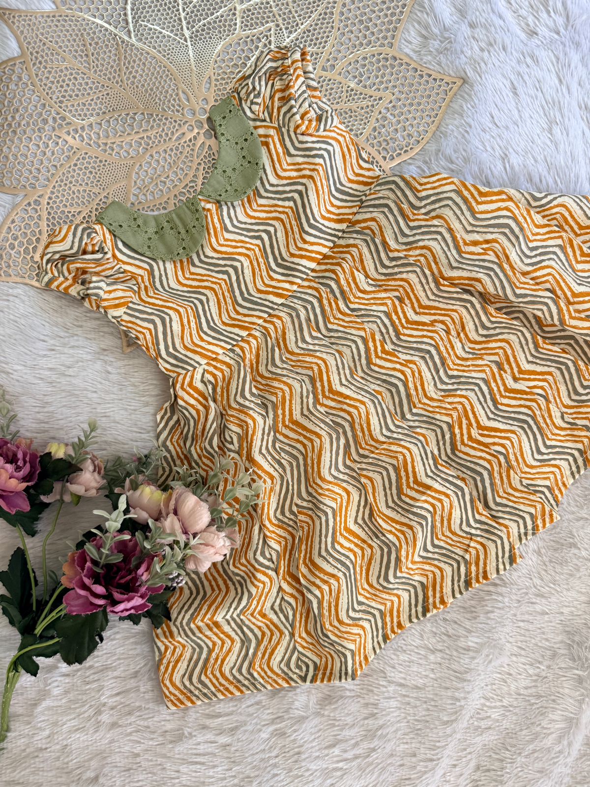 SUNBLUSH -FS029- OLIVE GREEN PETERPAN COLLAR FROCK