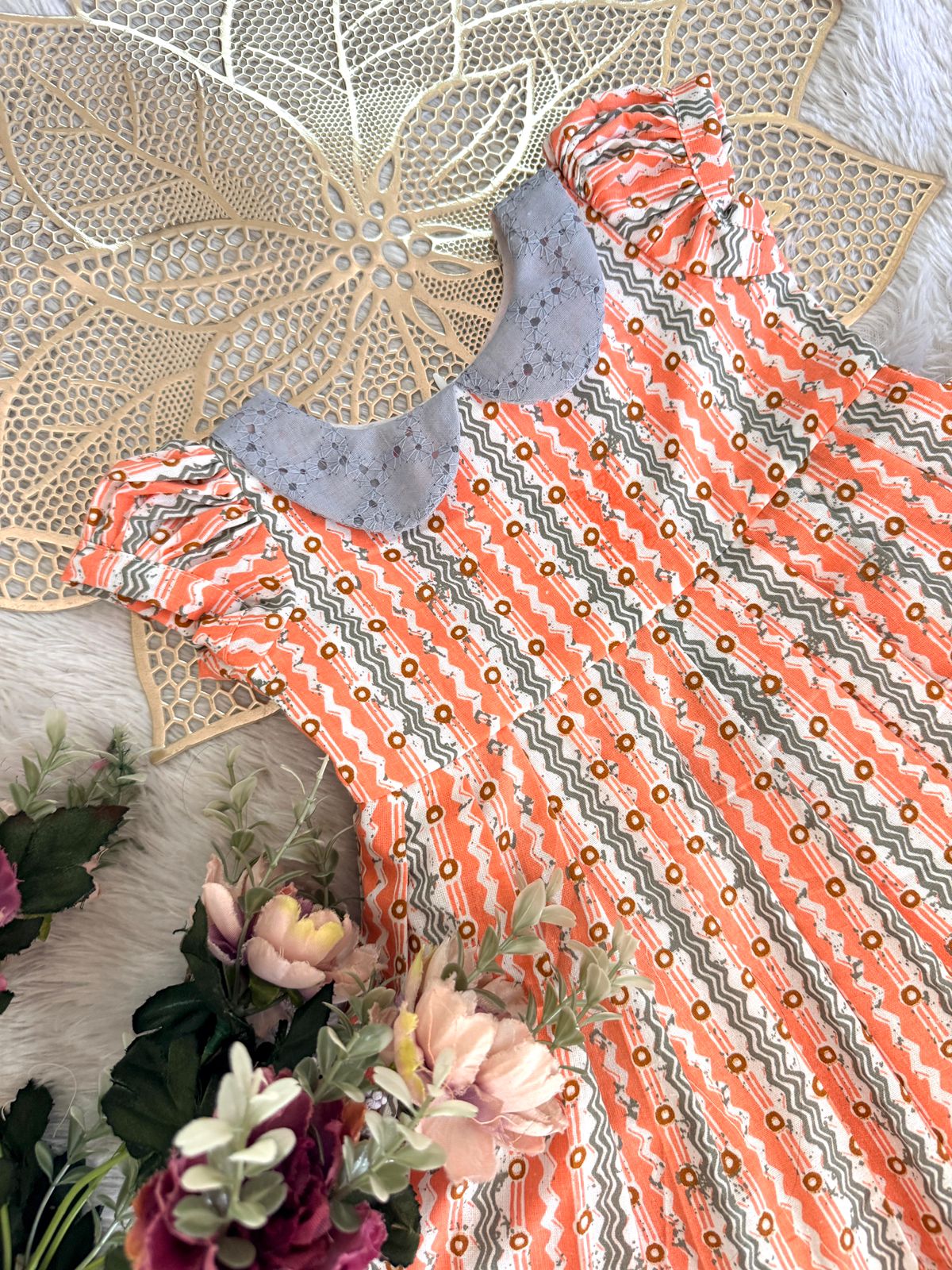 SUNBLUSH -FS027- ORANGE PETER PANCOLLAR FROCK