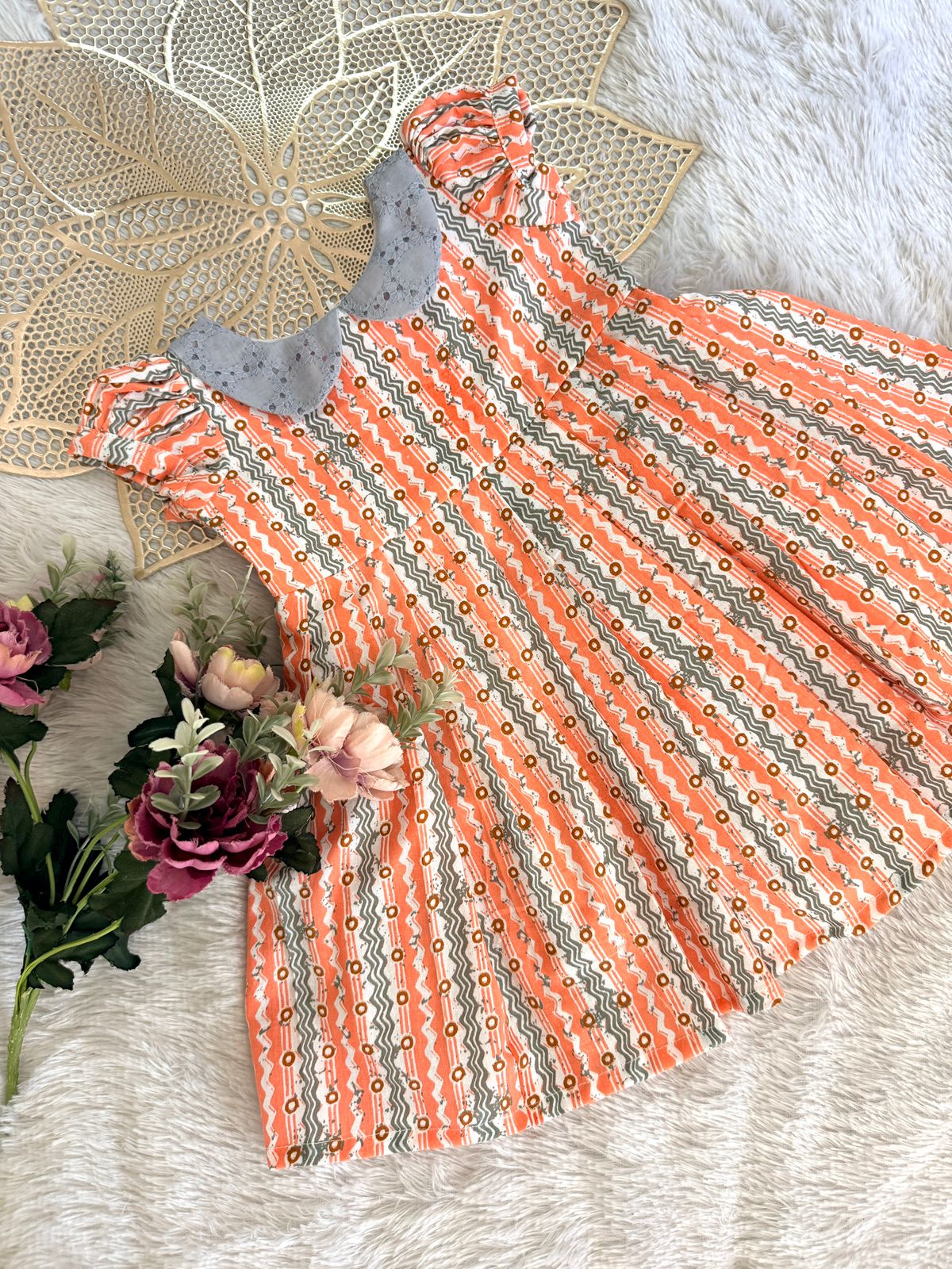 SUNBLUSH -FS027- ORANGE PETER PANCOLLAR FROCK