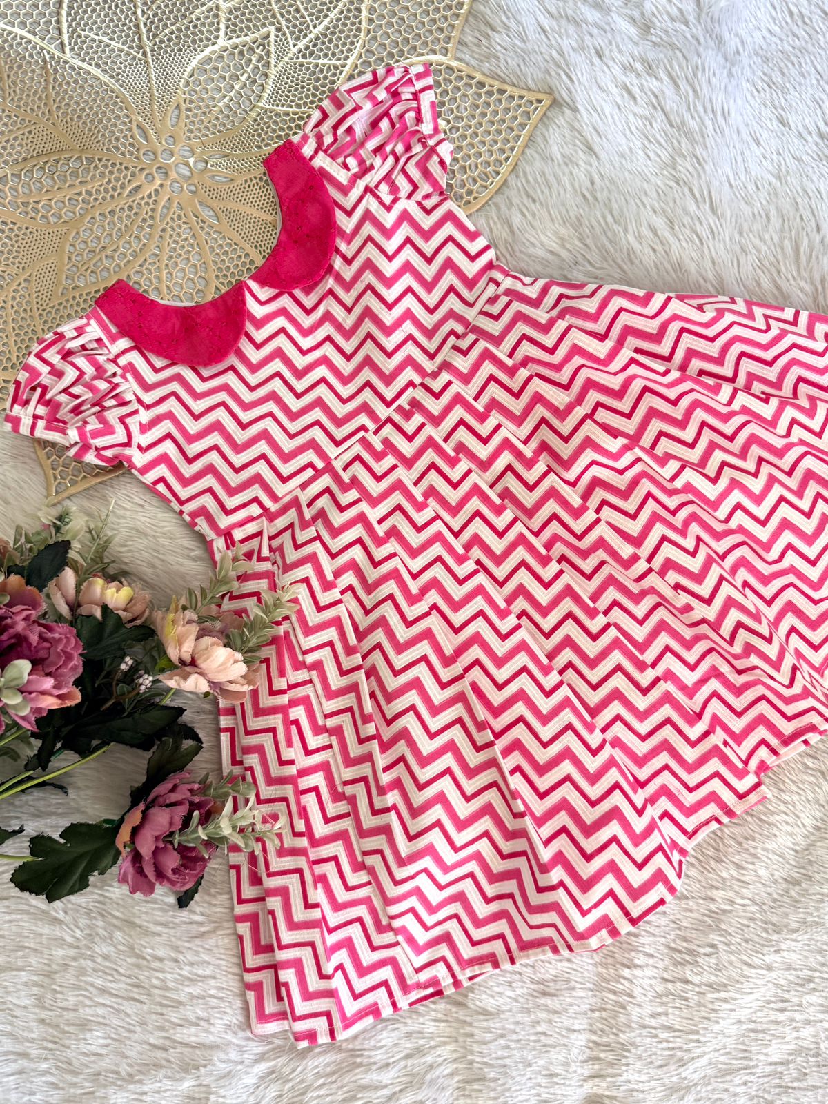 SUNBLUSH -FS030- PINK  PETERPAN COLLAR FROCK