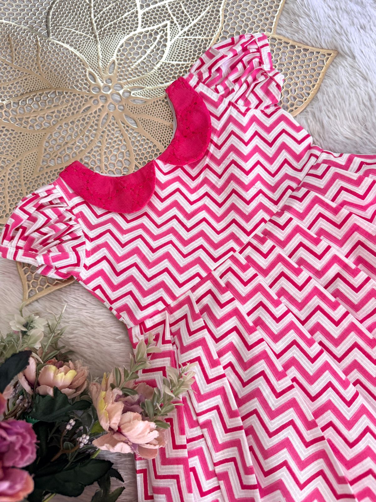 SUNBLUSH -FS030- PINK  PETERPAN COLLAR FROCK