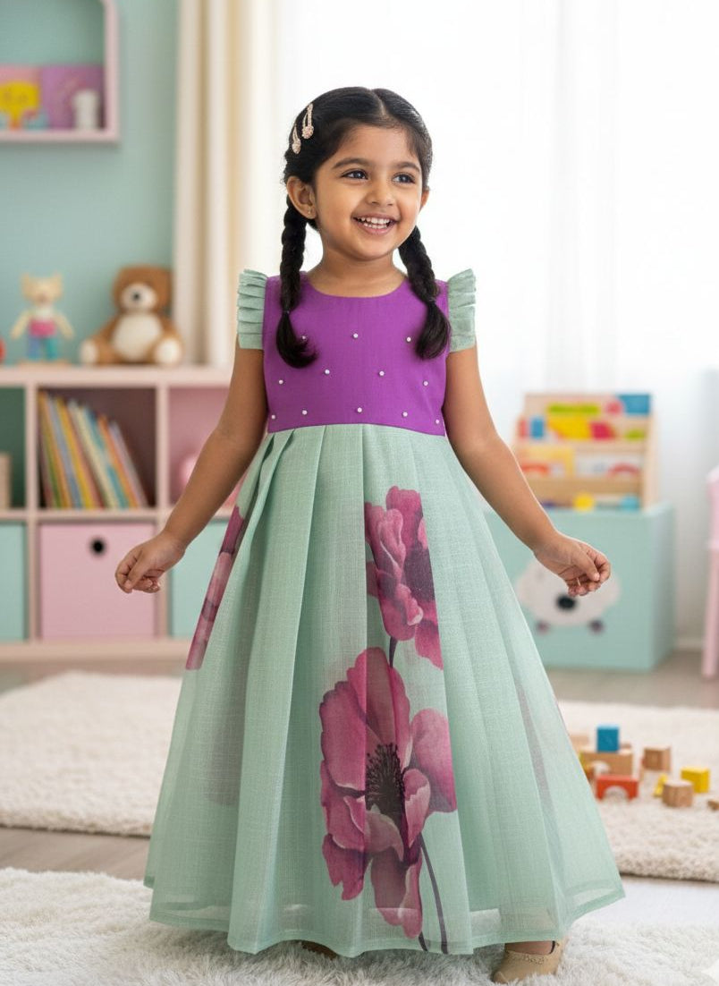 BABY BLOOM -FS031- PURPLE TURQUOISE FROCK