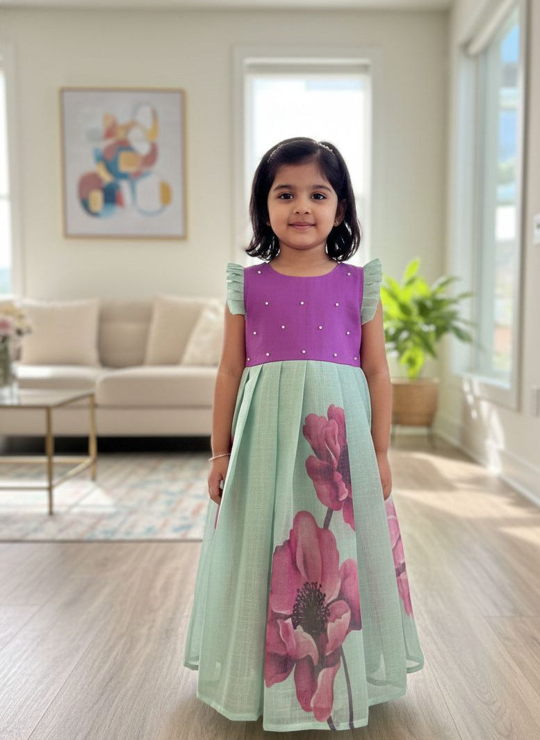 BABY BLOOM -FS031- PURPLE TURQUOISE FROCK