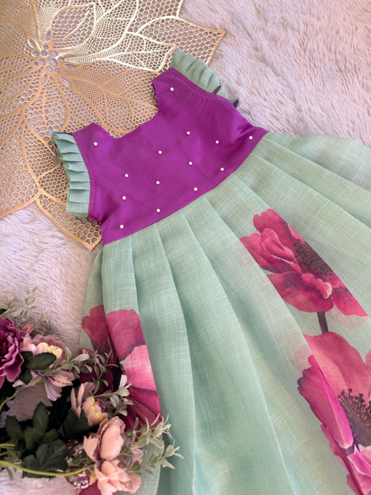 BABY BLOOM -FS031- PURPLE TURQUOISE FROCK